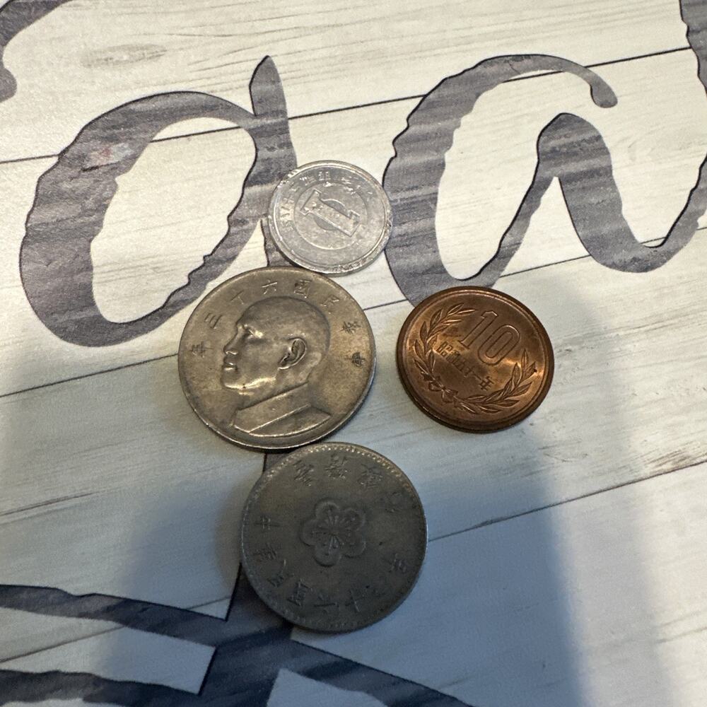 China Chinese Coin Set If 4 Dollars 4 Coin Lot Ten Yen Japan Taiwan